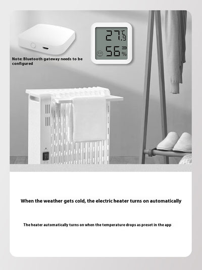 White mini Bluetooth temperature and humidity sensor with LCD display showing 27.9°C and 56% humidity. - Image 11