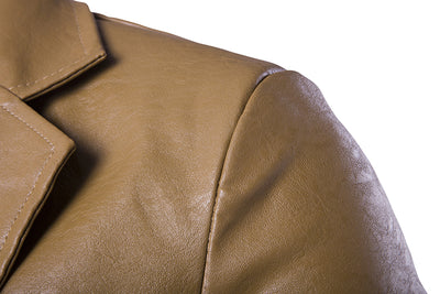 Blazer Ejecutivo de Cuero PU con Botón Simple - Image 18