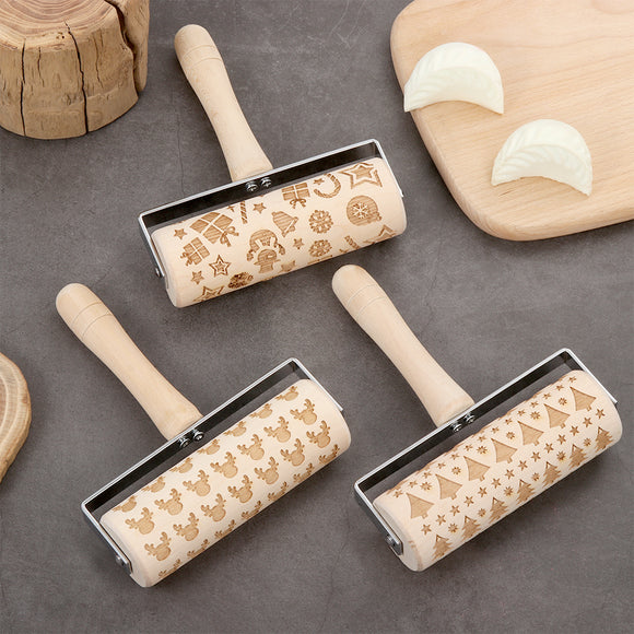 Rodillo Grabador Navideño para Masa de Galletas y Fondant