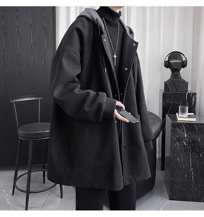 Abrigo de Lana Acolchado con Capucha para Hombre - Largo Medio - Image 14