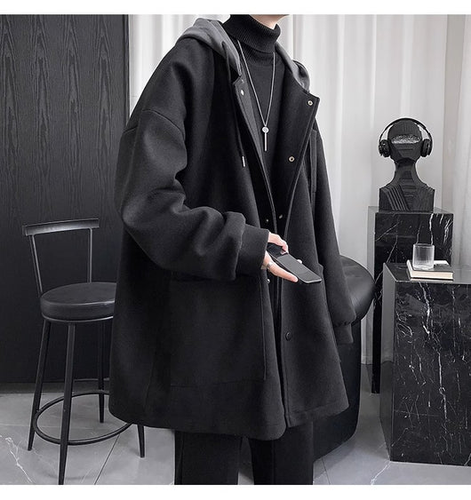 Abrigo de Lana Acolchado con Capucha para Hombre - Largo Medio - Image 14