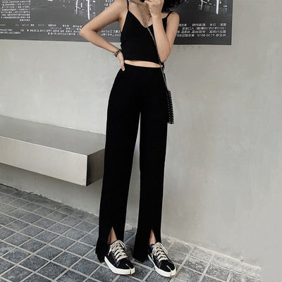 Pantalones negros de cintura alta con abertura lateral - Image 18