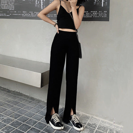 Pantalones negros de cintura alta con abertura lateral - Image 18