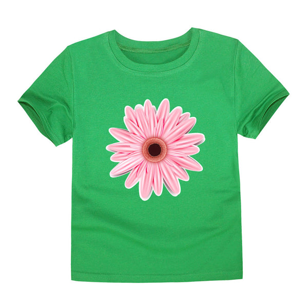 Camiseta de Algodón Estampada para Niños y Niñas - Diseño Floral Verano
