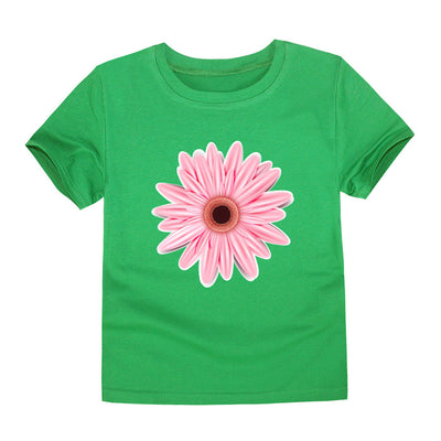 Camiseta de Algodón Estampada para Niños y Niñas - Diseño Floral Verano