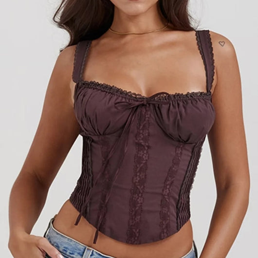 Chaleco Sensual de Encaje Francés con Tirantes Delgados - Image 8