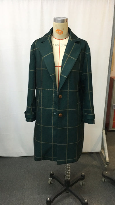 Chaqueta Cuadros Tamaño Grande con Solapa Clásica - Image 12