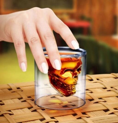 Vaso de Cristal Doble Transparente con Diseño Calavera - Image 8