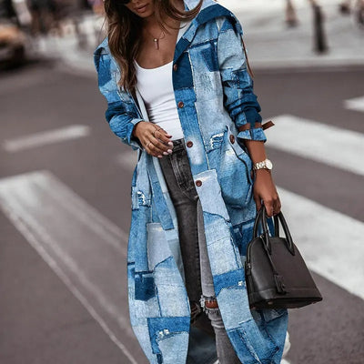 Abrigo Tipo Trench Casual con Solapa para Mujer - Largo Medio