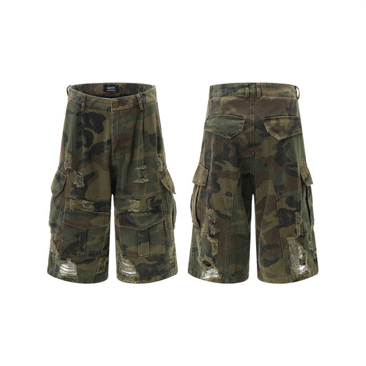 Shorts Punk Holgados con Múltiples Bolsillos y Detalles Rotos - Image 19