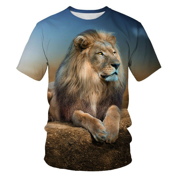 Camiseta Cuello Redondo Manga Corta con Impresión 3D Digital
