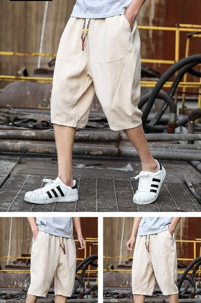Pantalones Cortos de Lino Holgados para Hombre - Image 20