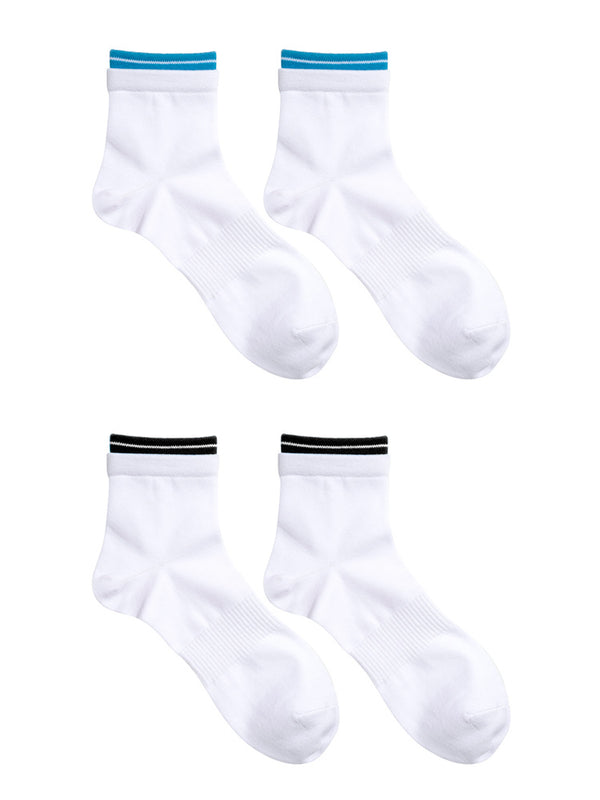 Calcetines Bajos de Algodón con Rayas Azules Dobles - Luokou