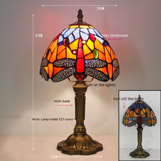 Lámpara de Mesa Libélula Tiffany con Piedra - Retro para Dormitorio y Sala - Image 3