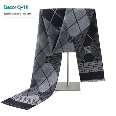 Bufanda de Invierno Rayada en Cashmira Artificial para Hombre - Image 10