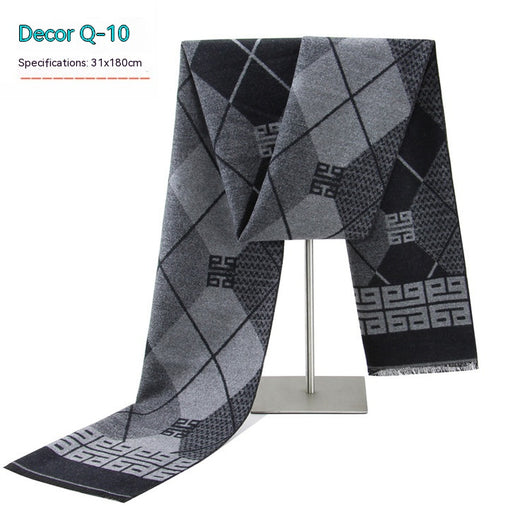 Bufanda de Invierno Rayada en Cashmira Artificial para Hombre - Image 10