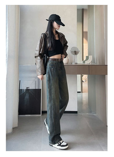Jeans Cintura Alta Gris Cemento Corte Recto Efecto Adelgazante - Image 16