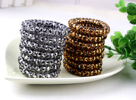 Elástico para Cabello Estampado Leopardo con Cordón Telefónico - Image 9