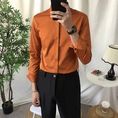 Camisa Manga Larga Slim Fit Color Sólido para Hombre - Image 2