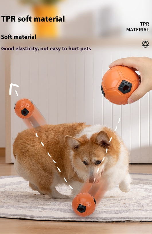 White and black dog toy with a soccer ball base and a textured rod for nibbling and teeth grinding. - Image 12