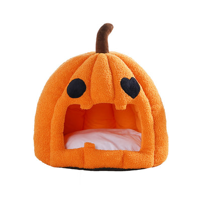 Cama Cálida Tipo Calabaza para Gatos y Perros - Diseño Semicerrado - Image 3