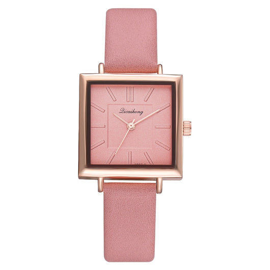 Reloj de Pulsera Cuadrado para Mujer con Cuero Contraído y Cristal - Image 7