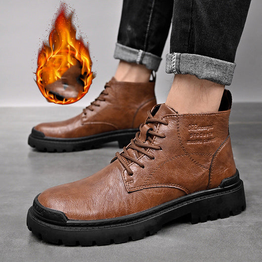 Botas Martin de Cuero para Hombre Estilo Británico con Forro de Terciopelo - Image 4