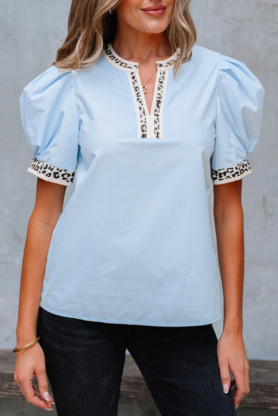 Blusa de Gasa con Cuello V y Mangas Abullonadas - Image 13