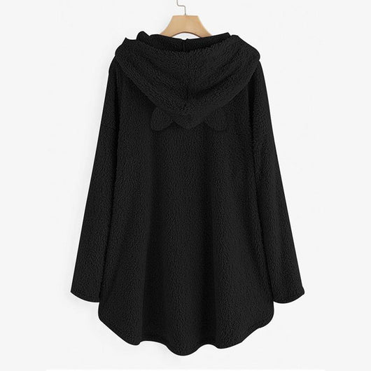 Suéter Reversible de Terciopelo con Capucha y Estampado de Gato - Image 2