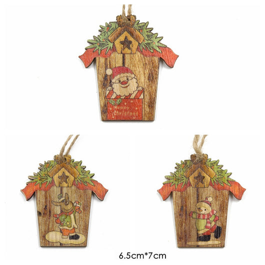 Adorno Navideño de Madera - Casa Creativa con Reno y Papá Noel - Image 16