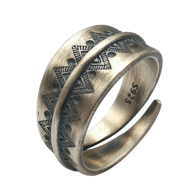 Anillo de Plata S925 Vintage Artesanal con Acabado Desgastado para Mujer - Image 2