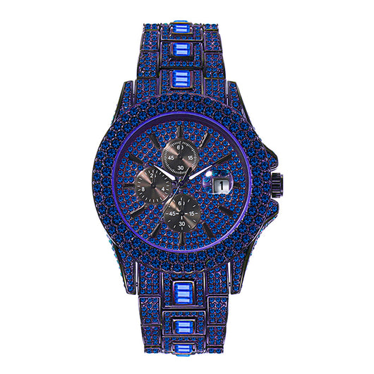 Reloj Hombre Hip Hop Cristales Brillantes Luminoso Cuarzo Multicolor - Image 4