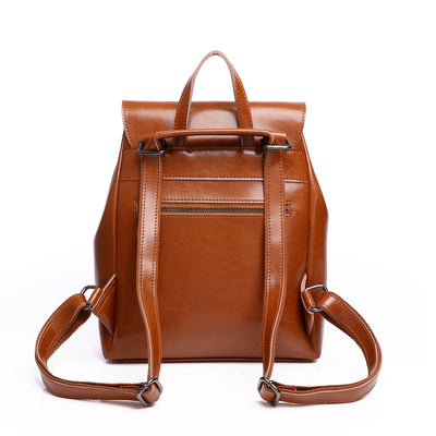 Mochila de Cuero Encerado Retro para Mujer - Estilo Casual y Versátil - Image 4