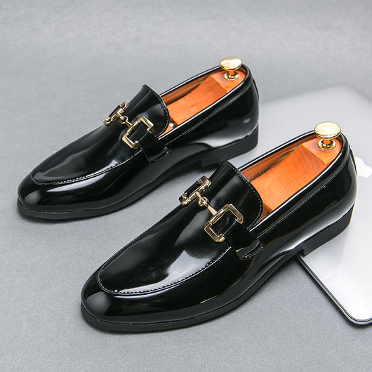 Mocasines Casuales de Cuero Brillante Talla Grande para Hombre