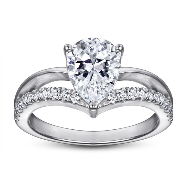 Anillo de Plata con Diamante Simulado en Forma de Gota para Mujer - Image 2