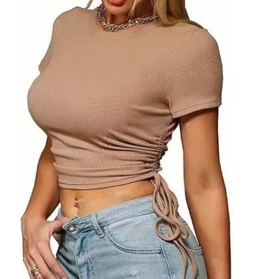 Top de Verano para Mujer Cuello Redondo Manga Corta Ombliguero - Image 7