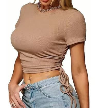 Top de Verano para Mujer Cuello Redondo Manga Corta Ombliguero - Image 7