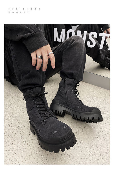 Botas Martin Retro Gruesas con Detalles Rotos - Estilo Workwear Distressed - Image 16