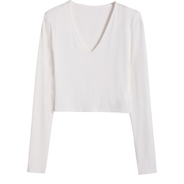 Blusa de Manga Larga con Hombreras Otoñal, Cuello en V - Image 4