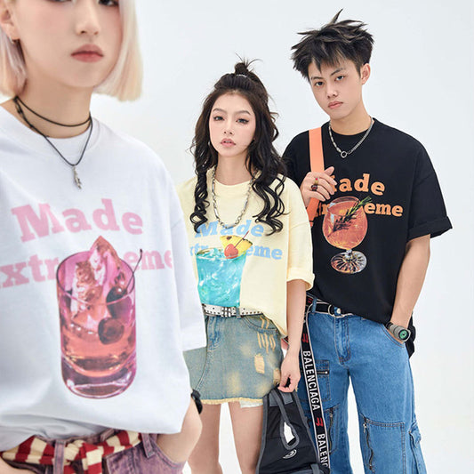 Camiseta Unisex Dopamine Street Style - Estampado Casual Oversize