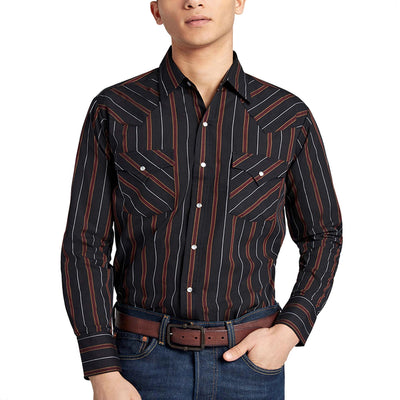 Camisa Occidental a Rayas de Manga Larga para Hombre