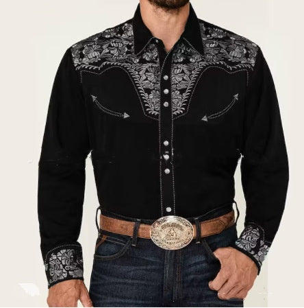Camisa Casual Retro con Solapa Estampada para Hombre - Image 5