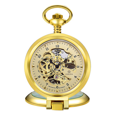 Reloj de Bolsillo Mecánico Manual Esqueleto con Grabado Romano - Image 4