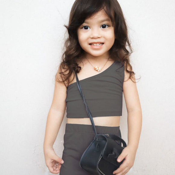 Conjunto Infantil Niña Blusa Hombros Descubiertos y Shorts de Algodón