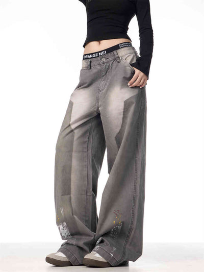 Pantalones Cargo Rectos Estilo Retro con Detalles de Tinta Desteñida - Image 2