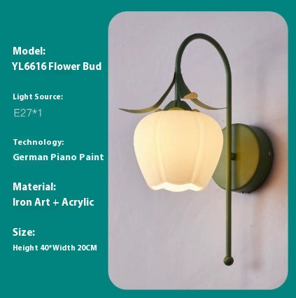 Lámpara de Pared Estilo Crema Flor de Orquídea para Mesita de Noche - Image 12