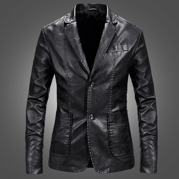 Blazer de Cuero Slim Fit Primavera para Hombre - Image 3