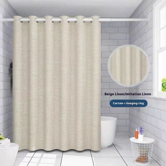 Cortina de Baño de Lino Impermeable sin Perforaciones