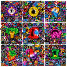 A large collection of colorful Halloween graffiti stickers featuring pumpkins, witches, ghosts, and other spooky characters. - Image 16