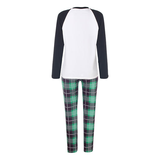 Family matching Christmas pajamas with "Dear Santa They're the Naughty Ones" print and green plaid pants. - Image 2